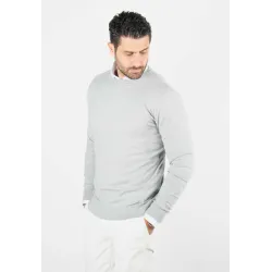 Pull homme col rond gris - Touché cachemire