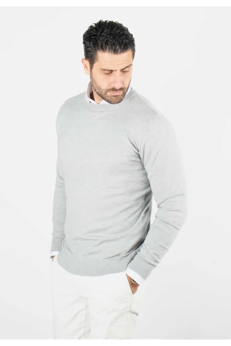 Pull homme col rond gris - Touché cachemire