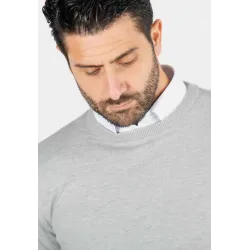 Pull homme col rond gris - Touché cachemire