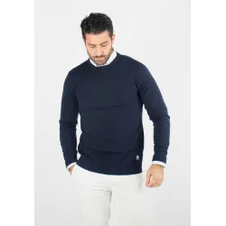 Pull homme col rond navy - Touché cachemire