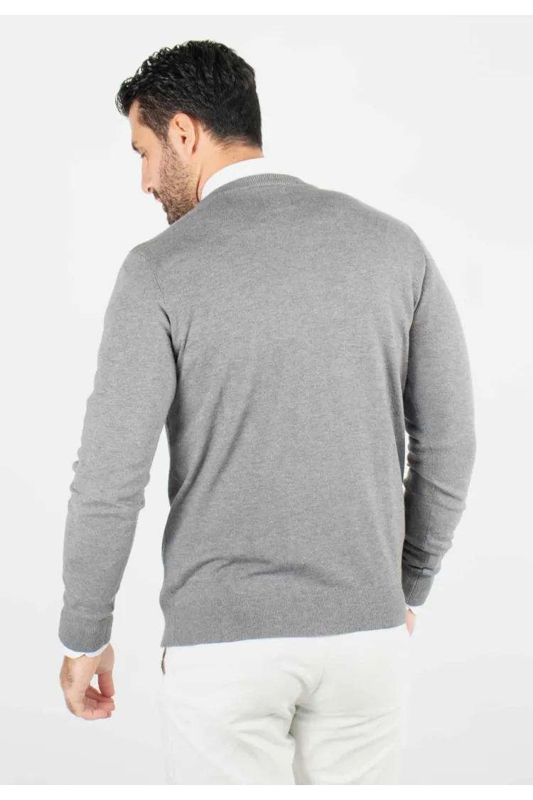 Pull homme col rond anthracite - Touché cachemire
