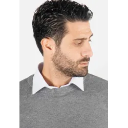 Pull homme col rond anthracite - Touché cachemire