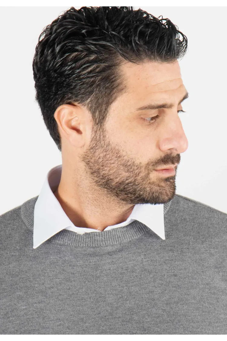 Pull homme col rond anthracite - Touché cachemire