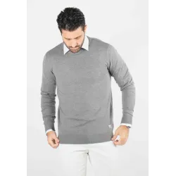 Pull homme col rond anthracite - Touché cachemire
