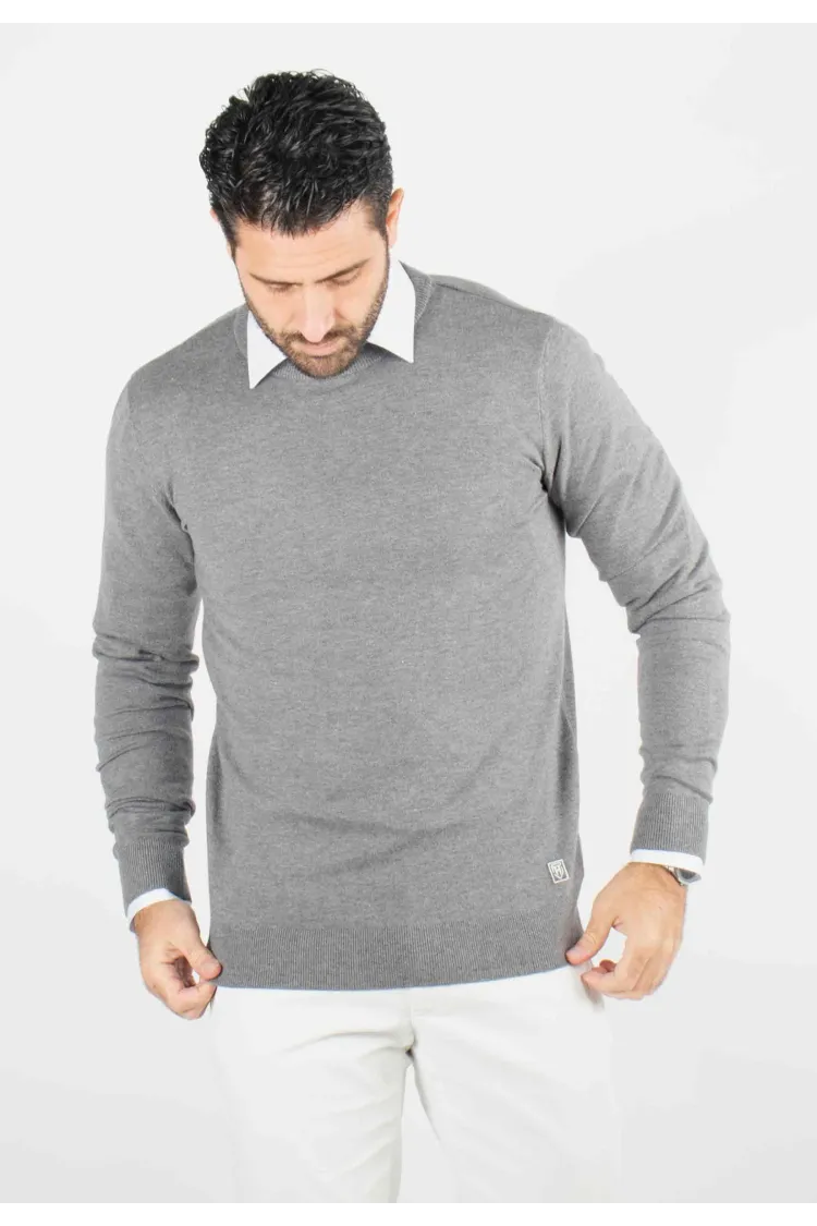 Pull homme col rond anthracite - Touché cachemire