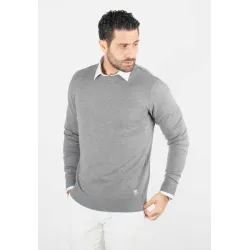 Pull homme col rond anthracite - Touché cachemire