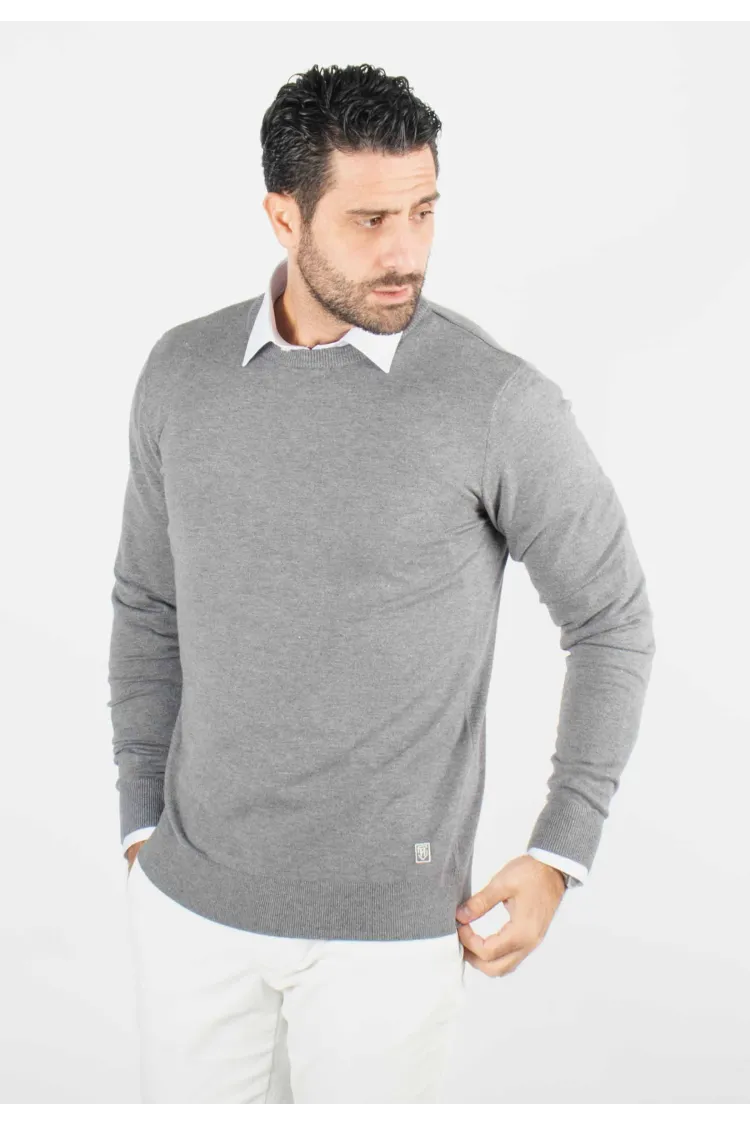 Pull homme col rond anthracite - Touché cachemire