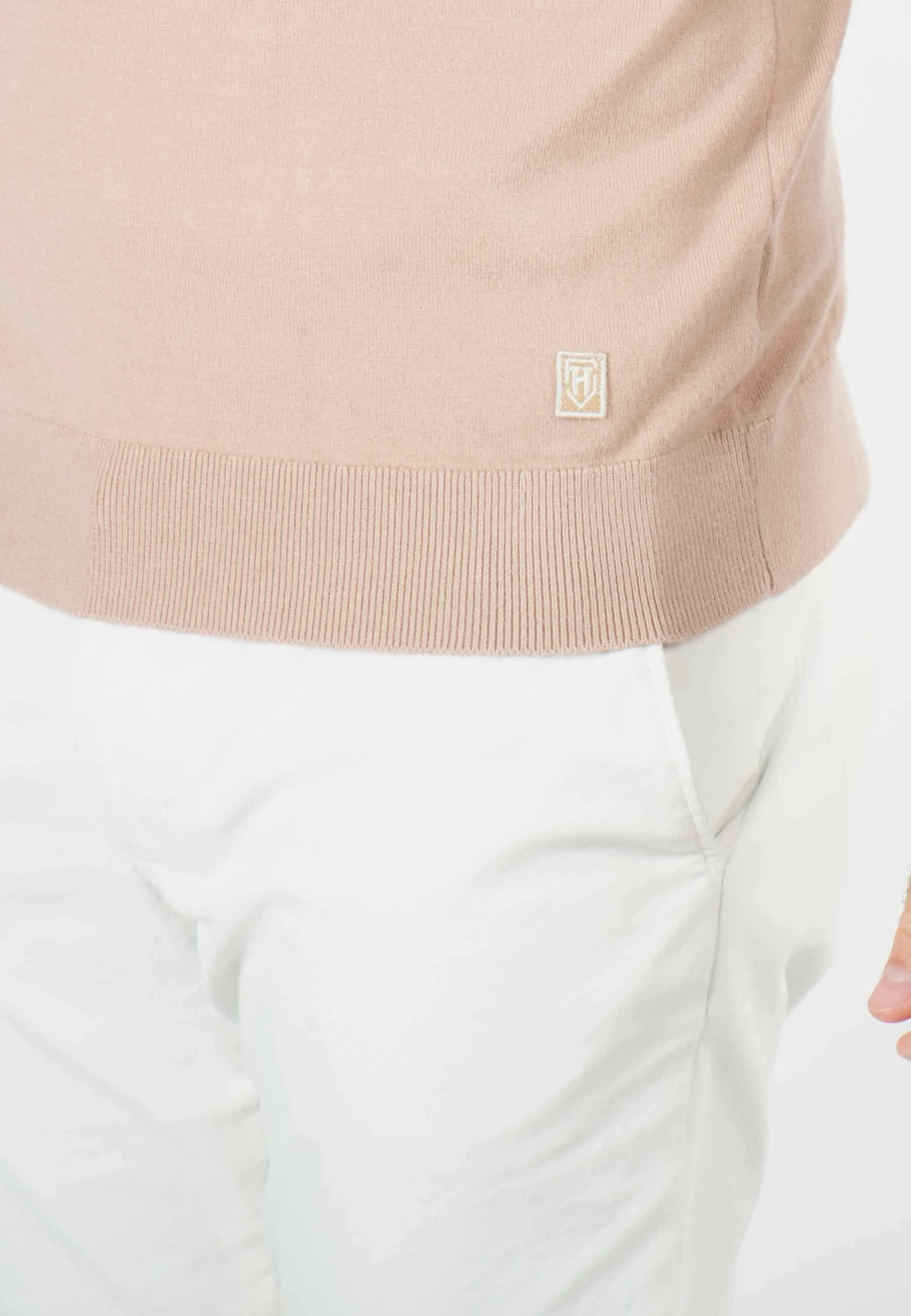 Pull homme col rond beige - Touché cachemire