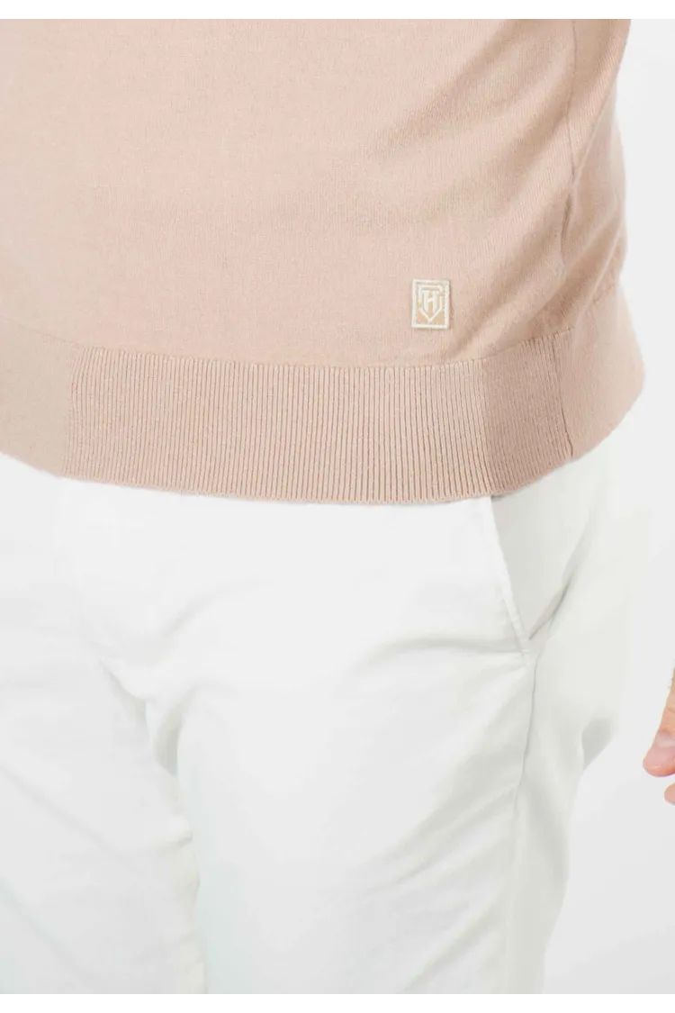 Pull homme col rond beige - Touché cachemire
