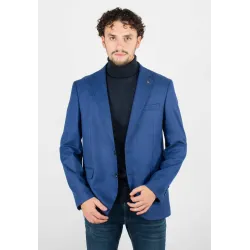 Veste de costume bleu royal à carreaux blancs discrets, chic et moderne