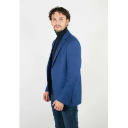 Veste de costume bleu royal à carreaux blancs discrets, chic et moderne