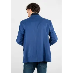 Veste de costume bleu royal à carreaux blancs discrets, chic et moderne
