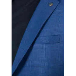 Veste de costume bleu royal à carreaux blancs discrets, chic et moderne