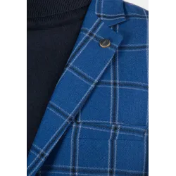 Veste de costume Homme à Carreaux Bleu - Style Audacieux et Chic