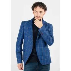 Veste de costume Homme à Carreaux Bleu - Style Audacieux et Chic