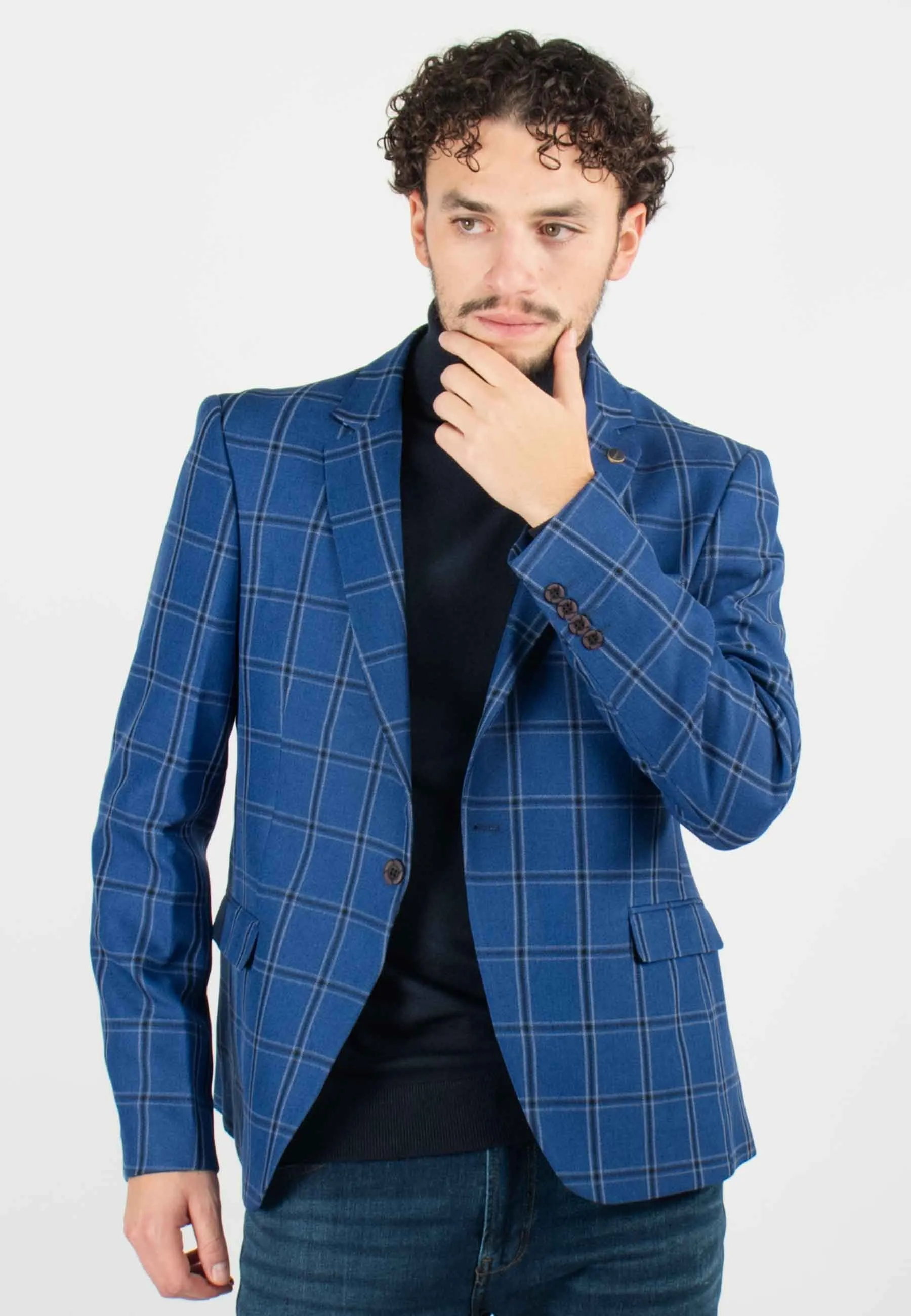 Veste de costume Homme à Carreaux Bleu - Style Audacieux et Chic