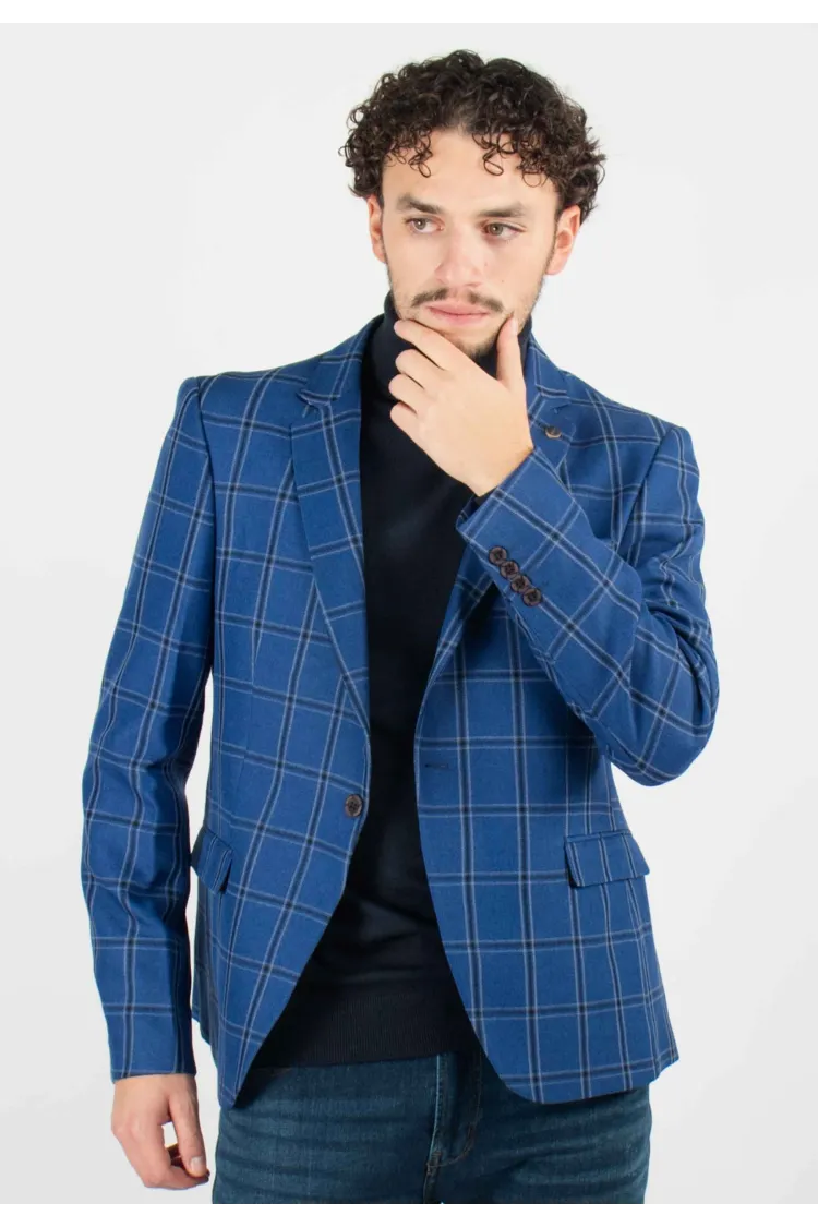 Veste de costume Homme à Carreaux Bleu - Style Audacieux et Chic
