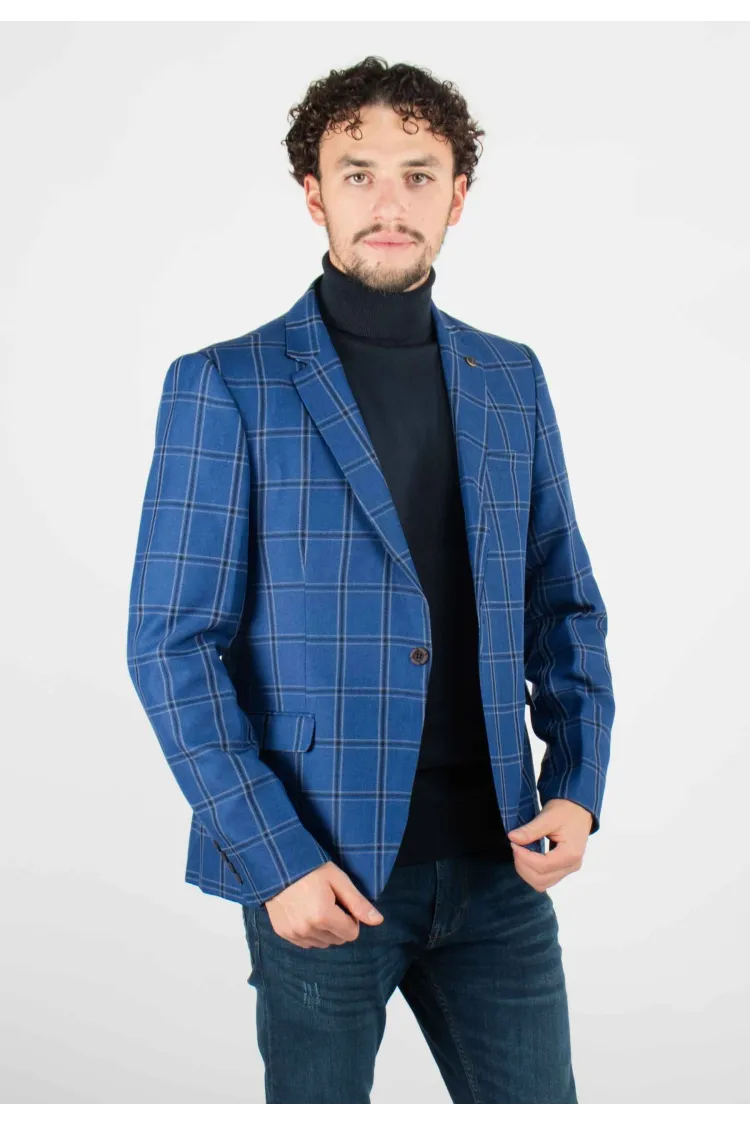 Veste de costume Homme à Carreaux Bleu - Style Audacieux et Chic