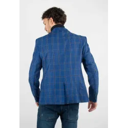 Veste de costume Homme à Carreaux Bleu - Style Audacieux et Chic