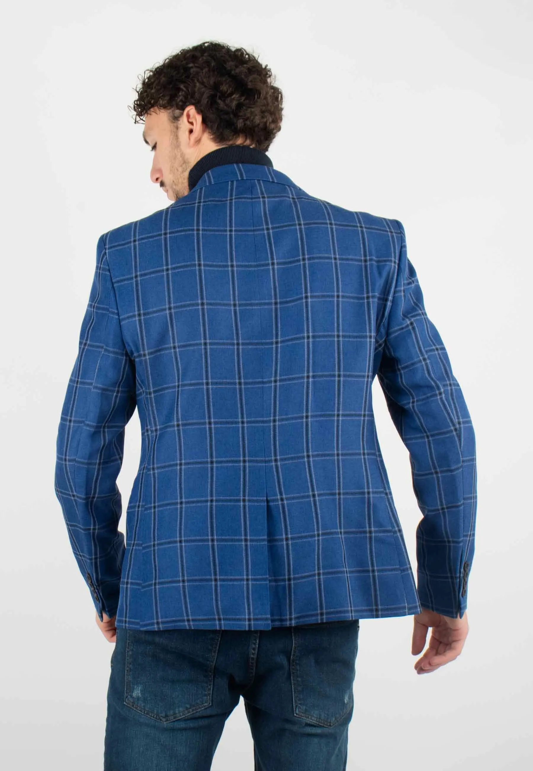 Veste de costume Homme à Carreaux Bleu - Style Audacieux et Chic