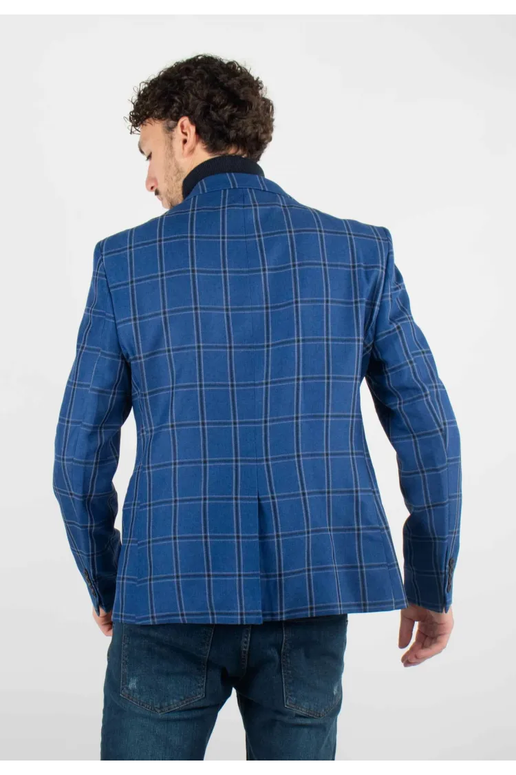 Veste de costume Homme à Carreaux Bleu - Style Audacieux et Chic