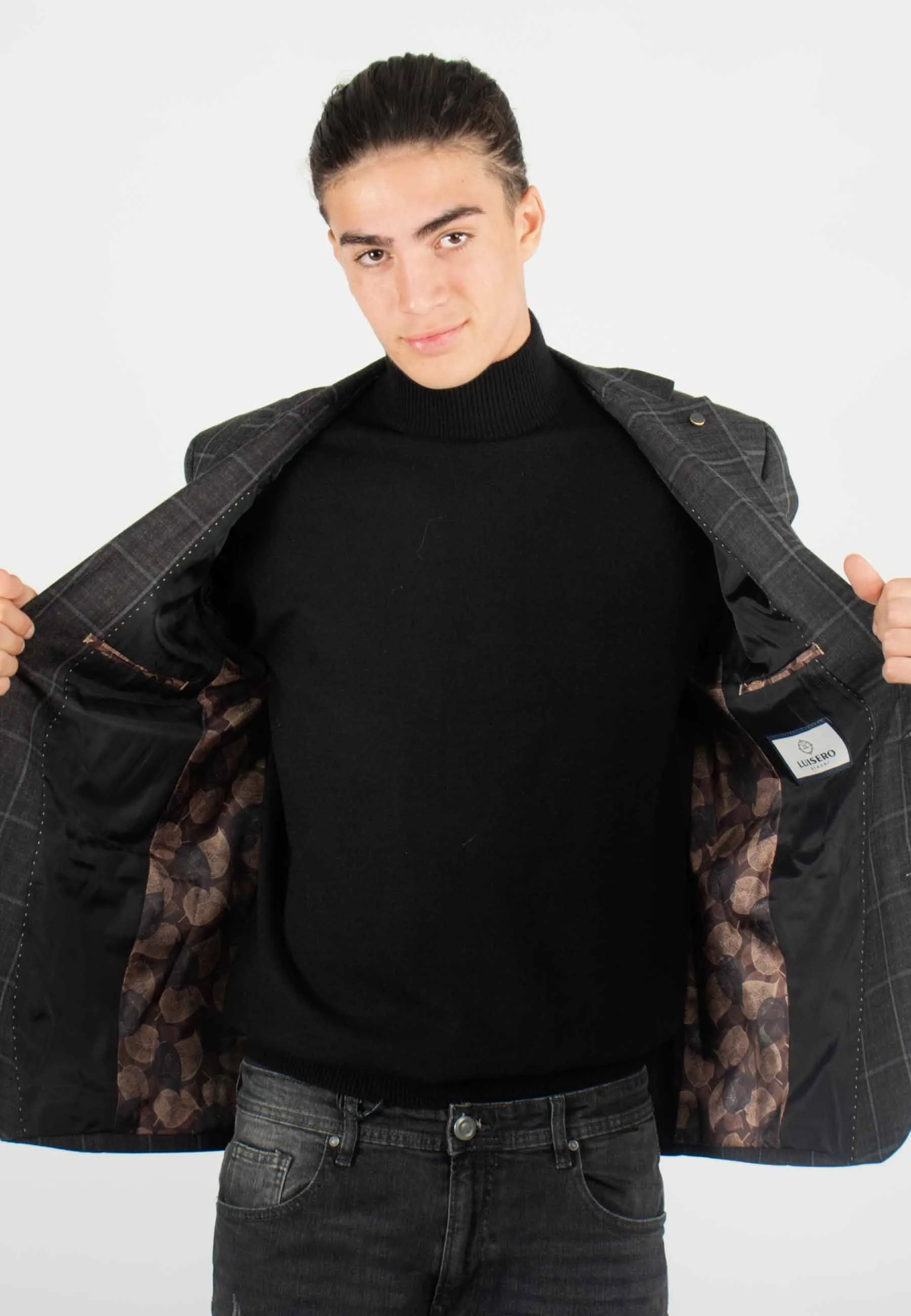 Veste de costume Homme à carreaux gris foncé