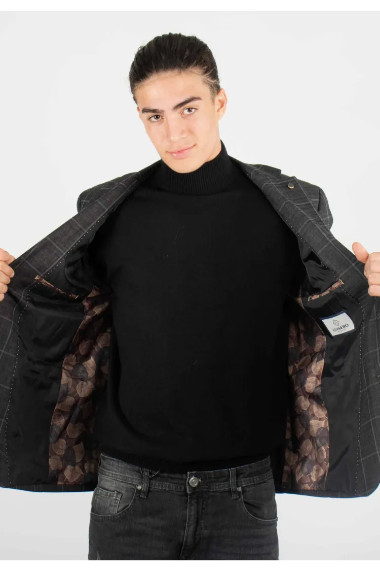 Veste de costume Homme à carreaux gris foncé