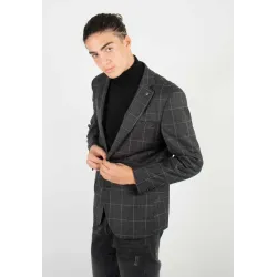 Veste de costume Homme à carreaux gris foncé