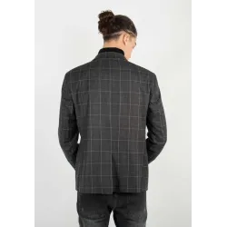 Veste de costume Homme à carreaux gris foncé