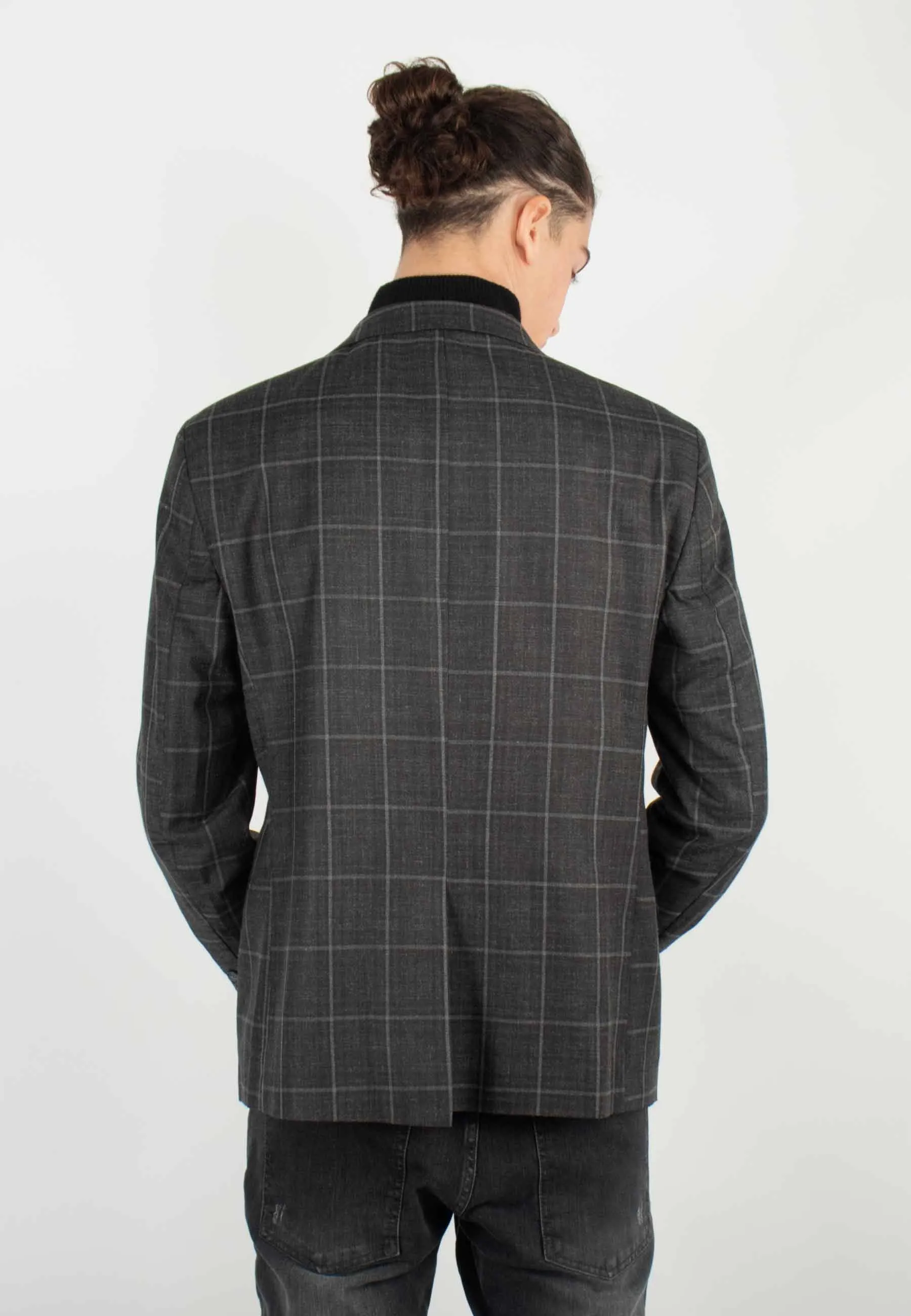 Veste de costume Homme à carreaux gris foncé