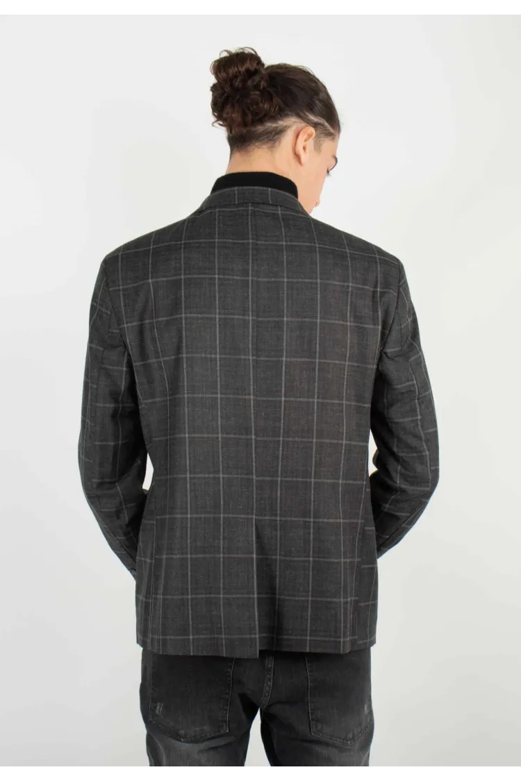 Veste de costume Homme à carreaux gris foncé
