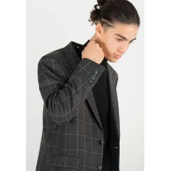 Veste de costume Homme à carreaux gris foncé