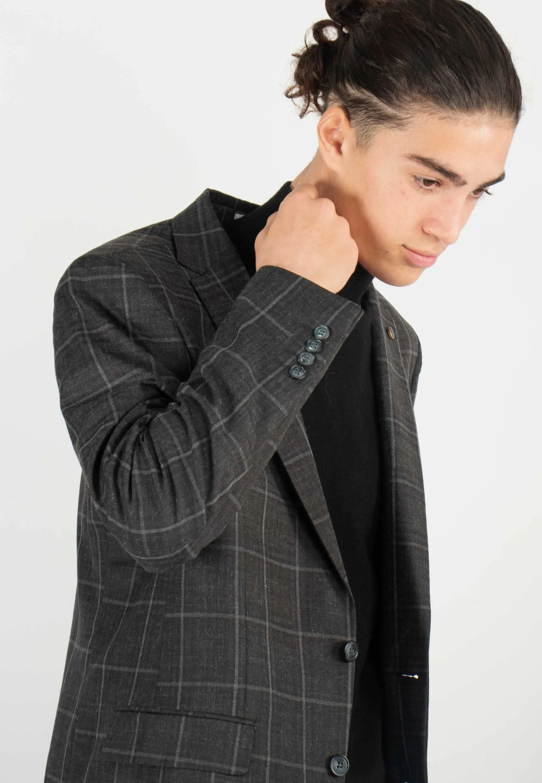 Veste de costume Homme à carreaux gris foncé