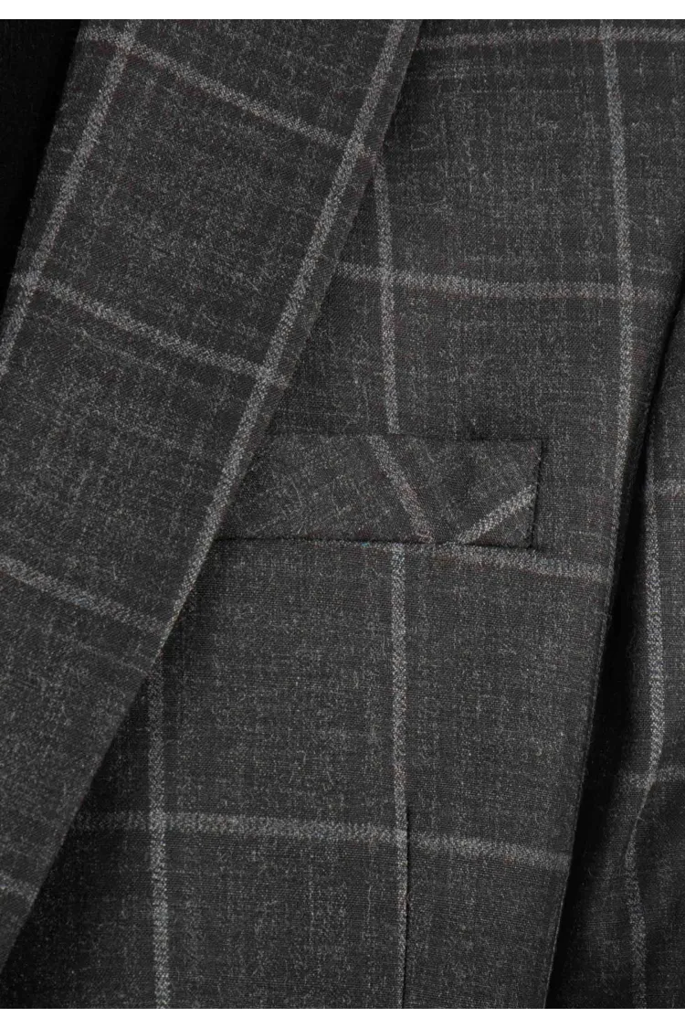 Veste de costume Homme à carreaux gris foncé