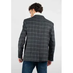 Veste de costume slim fit gris à carreaux - Look adapté à toutes occasions