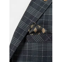 Veste de costume slim fit gris à carreaux - Look adapté à toutes occasions