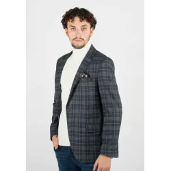 Veste de costume slim fit gris à carreaux - Look adapté à toutes occasions