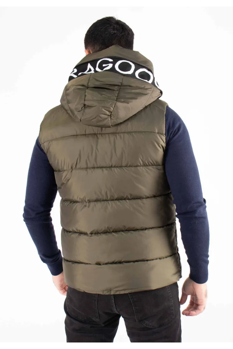 Gilet Sans Manches Homme Paragoose SPOT – Matelassé Kaki avec Capuche