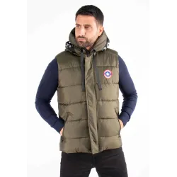 Gilet Sans Manches Homme Paragoose SPOT – Matelassé Kaki avec Capuche