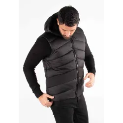 Gilet Sans Manches Homme Paragoose COLOMBUS – Matelassé Noir avec Capuche