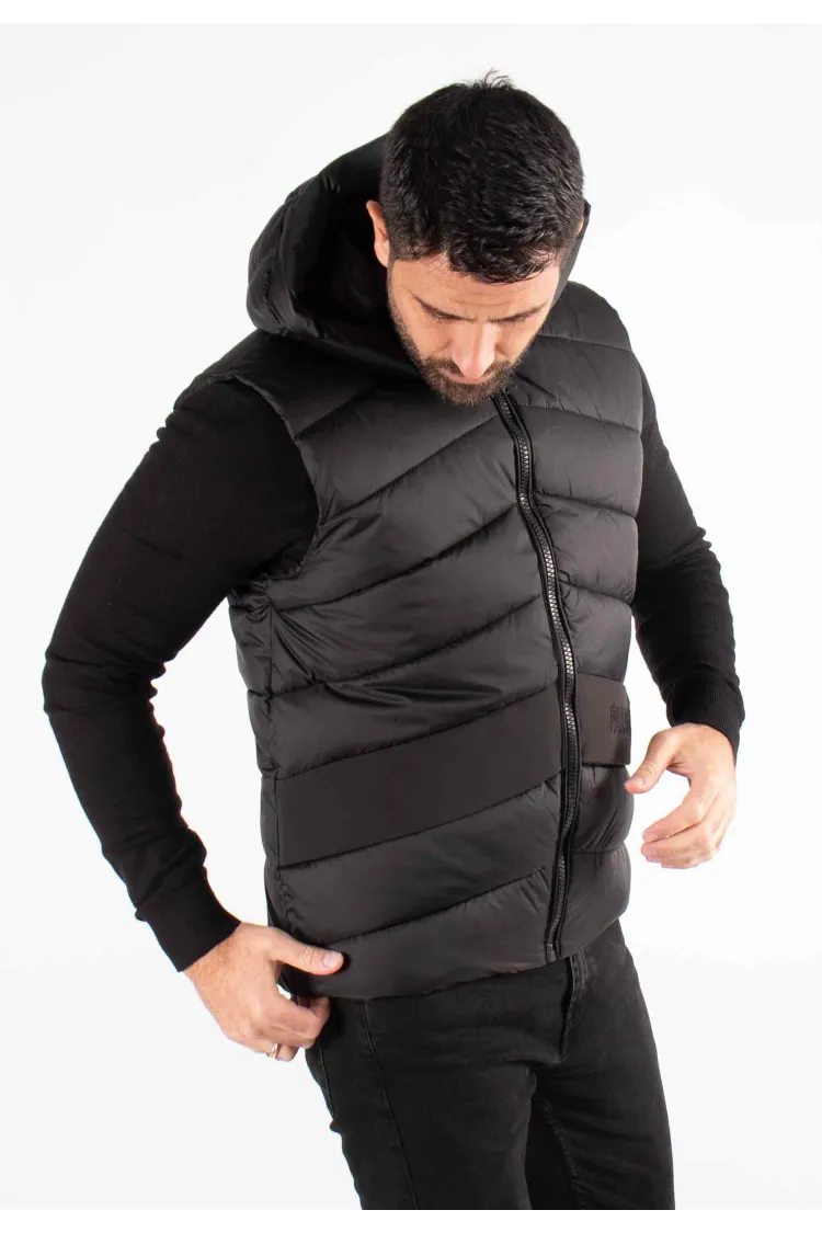 Gilet Sans Manches Homme Paragoose COLOMBUS – Matelassé Noir avec Capuche