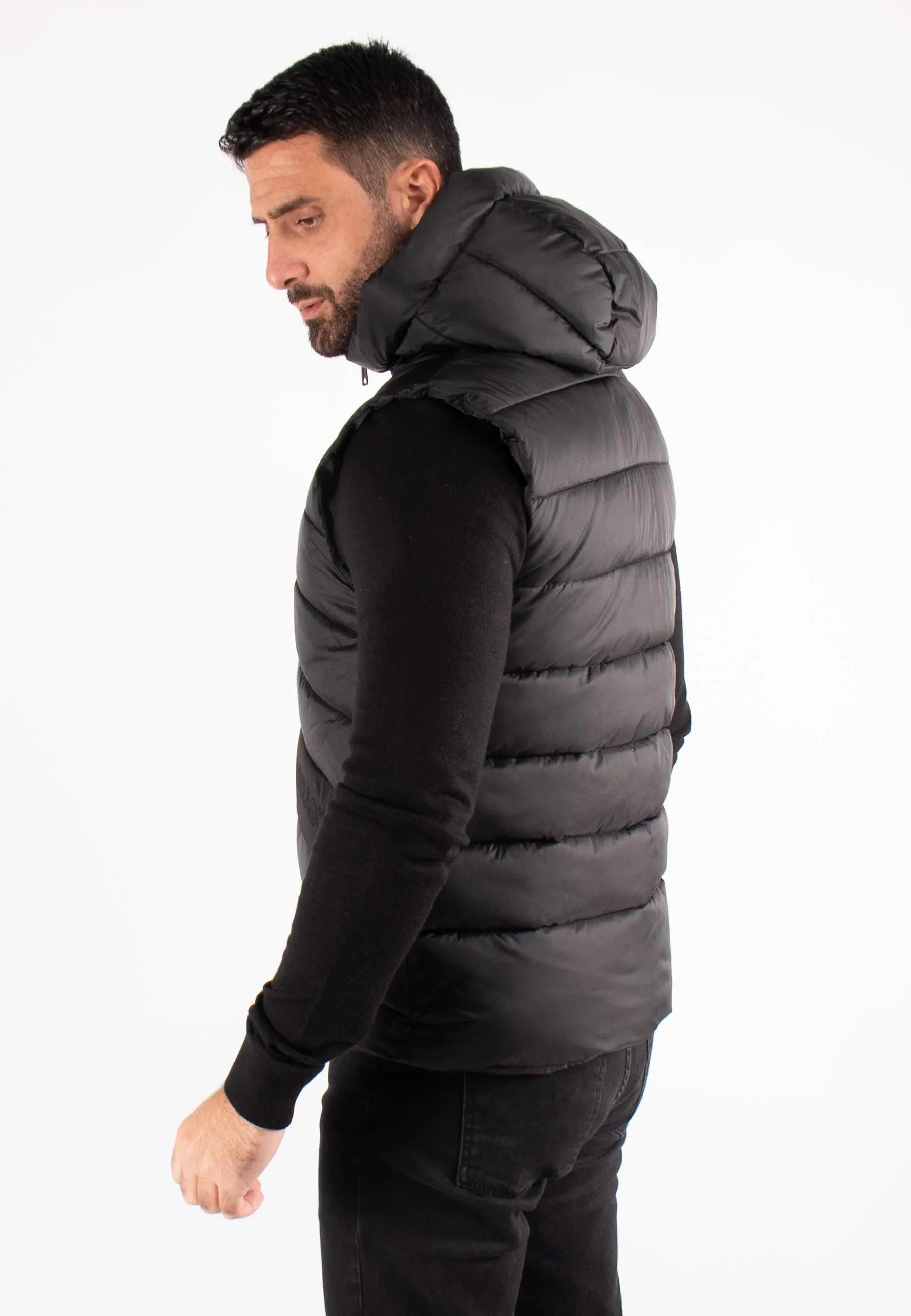 Gilet Sans Manches Homme Paragoose COLOMBUS – Matelassé Noir avec Capuche