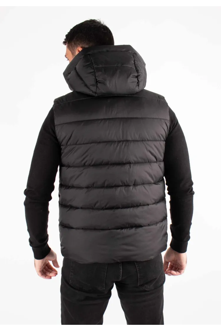 Gilet Sans Manches Homme Paragoose COLOMBUS – Matelassé Noir avec Capuche