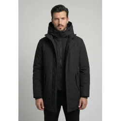 Parka 3-en-1 Polar Goose Macky – Modulable avec Capuche et Gilet Amovibles – Noir