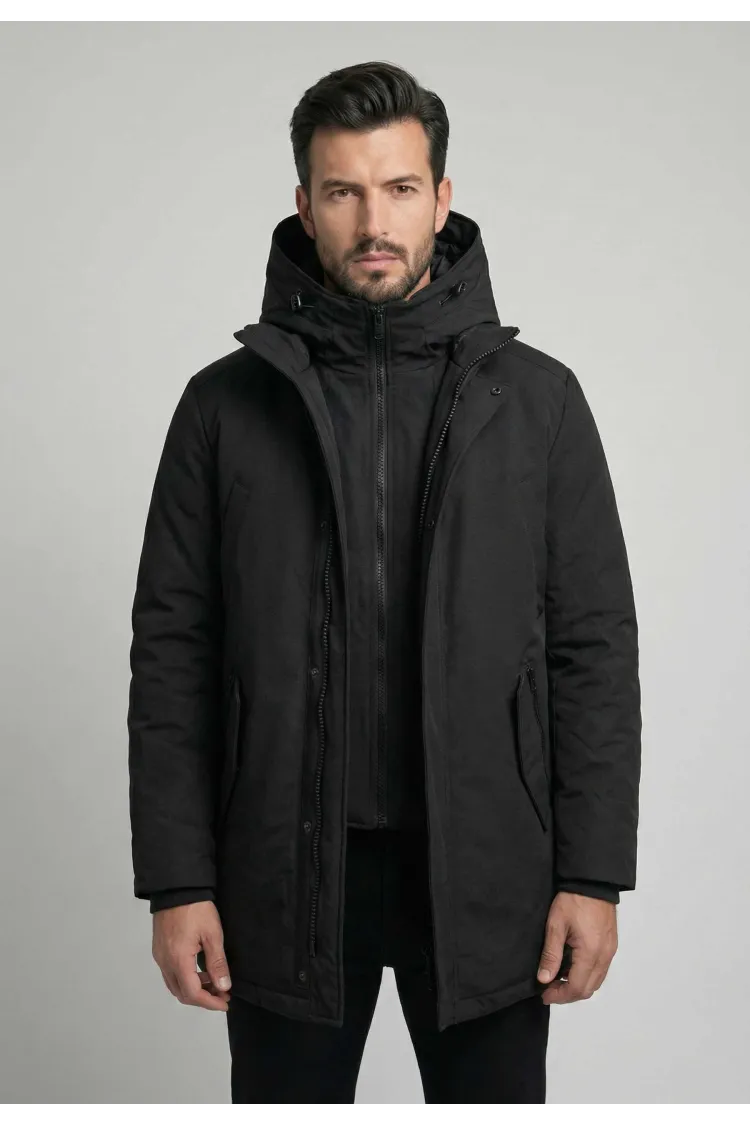 Parka 3-en-1 Polar Goose Macky – Modulable avec Capuche et Gilet Amovibles – Noir