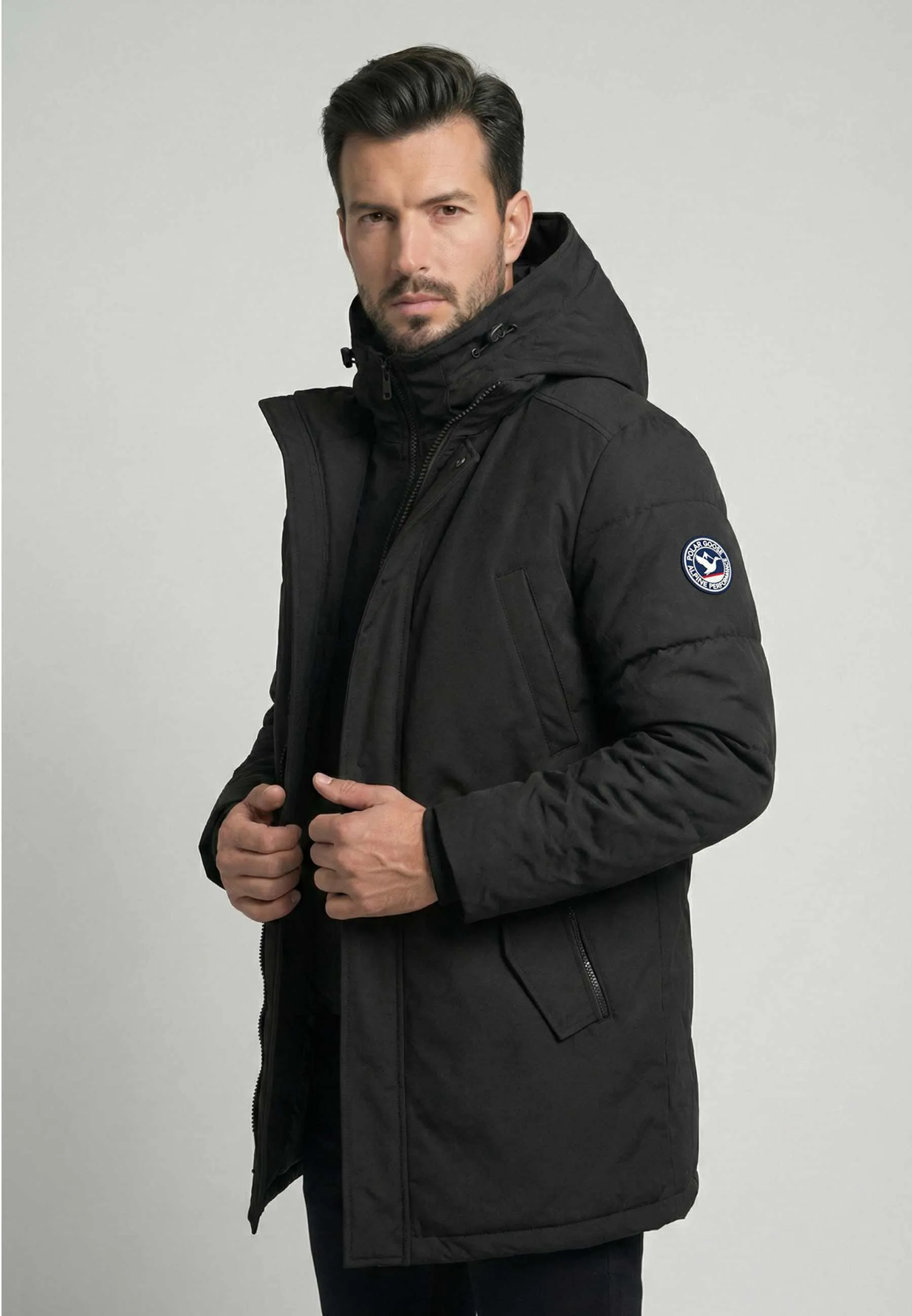 Doudoune longue Helvetica Noir Matelassée et Chaude