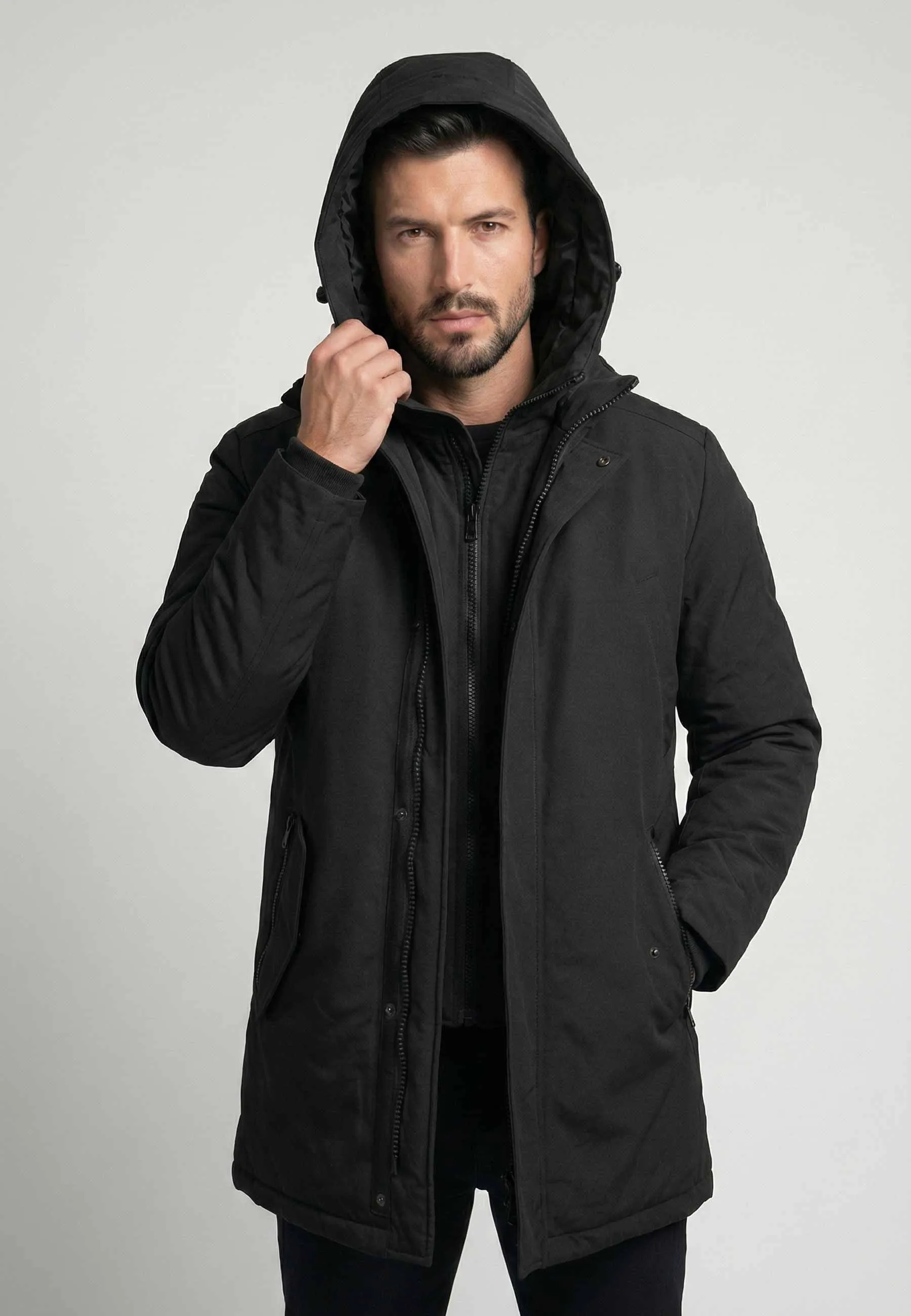 Parka 3-en-1 Polar Goose Macky – Modulable avec Capuche et Gilet Amovibles – Noir