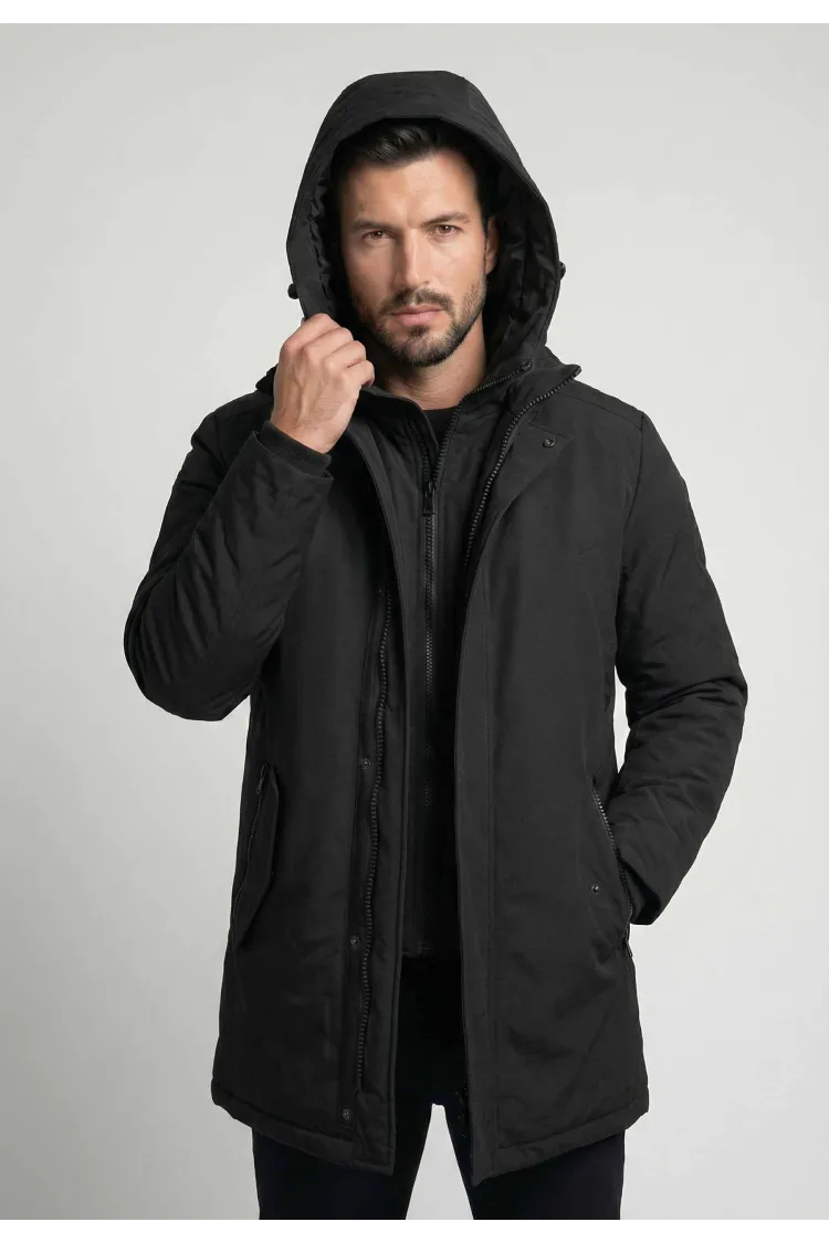 Parka 3-en-1 Polar Goose Macky – Modulable avec Capuche et Gilet Amovibles – Noir