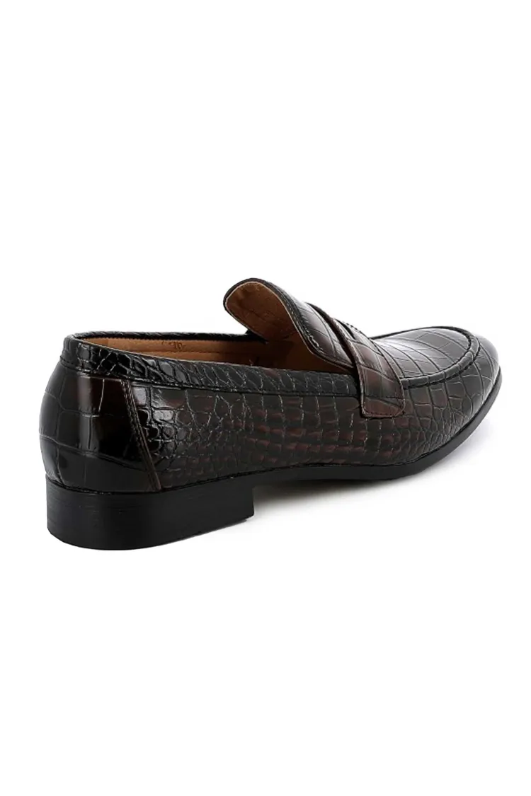 Mocassins UOMO en Similicuir Croco Marron