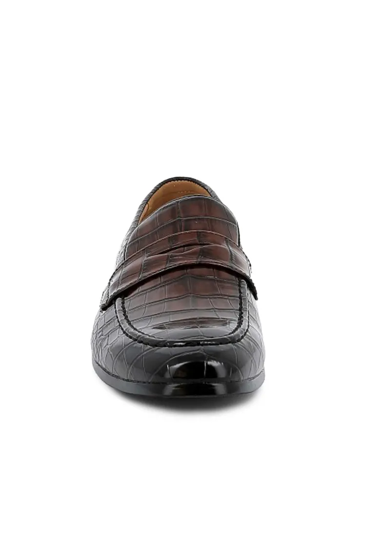 Mocassins UOMO en Similicuir Croco Marron
